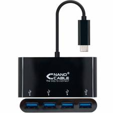 HUB 4 PTOS USB TYPE A 3.0 CON  CONEXION TYPE-C CABLE 10CM PN: 10.16.4401-BK EAN: 8433281008144
